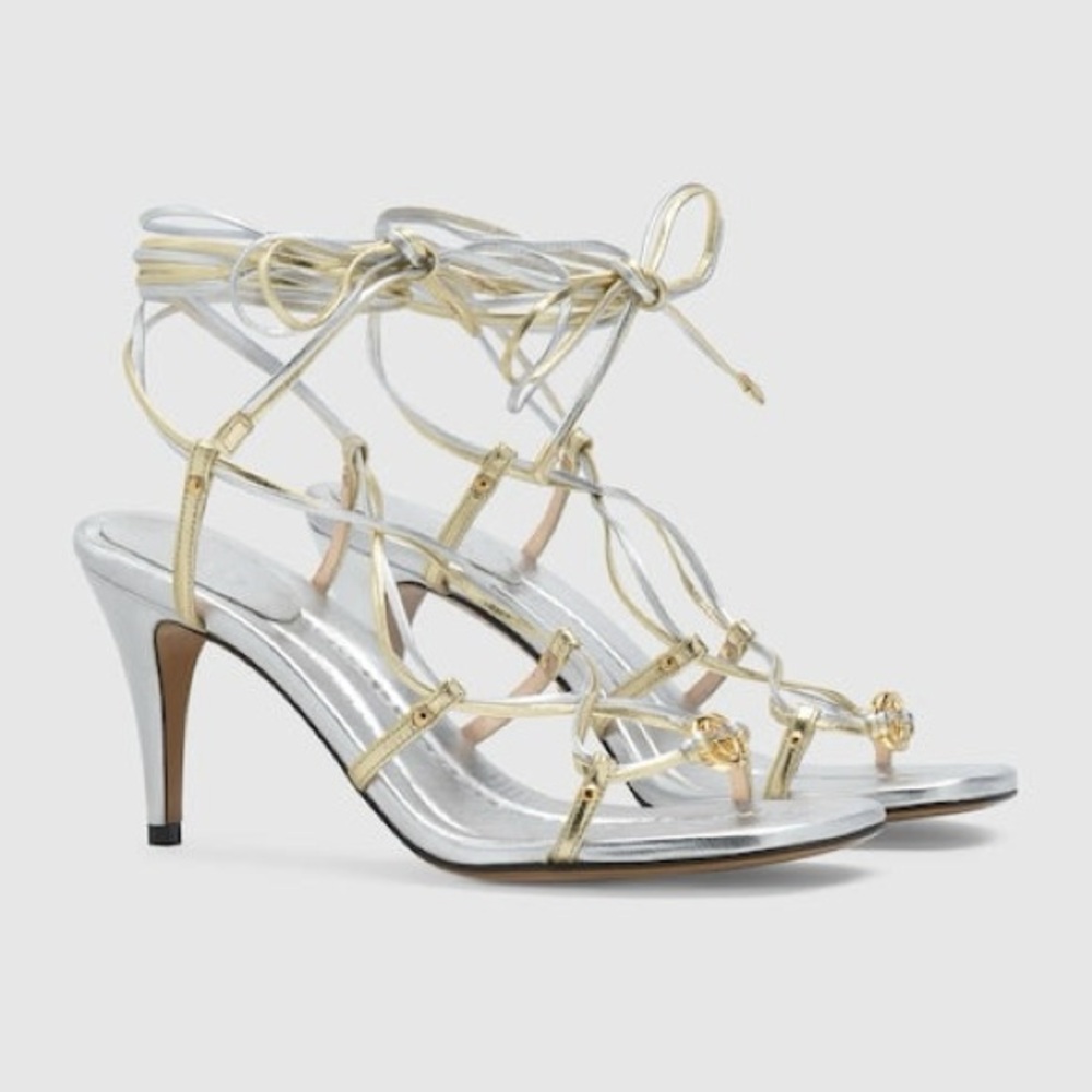 *NWT* Gucci Lace Up Metallic Heels